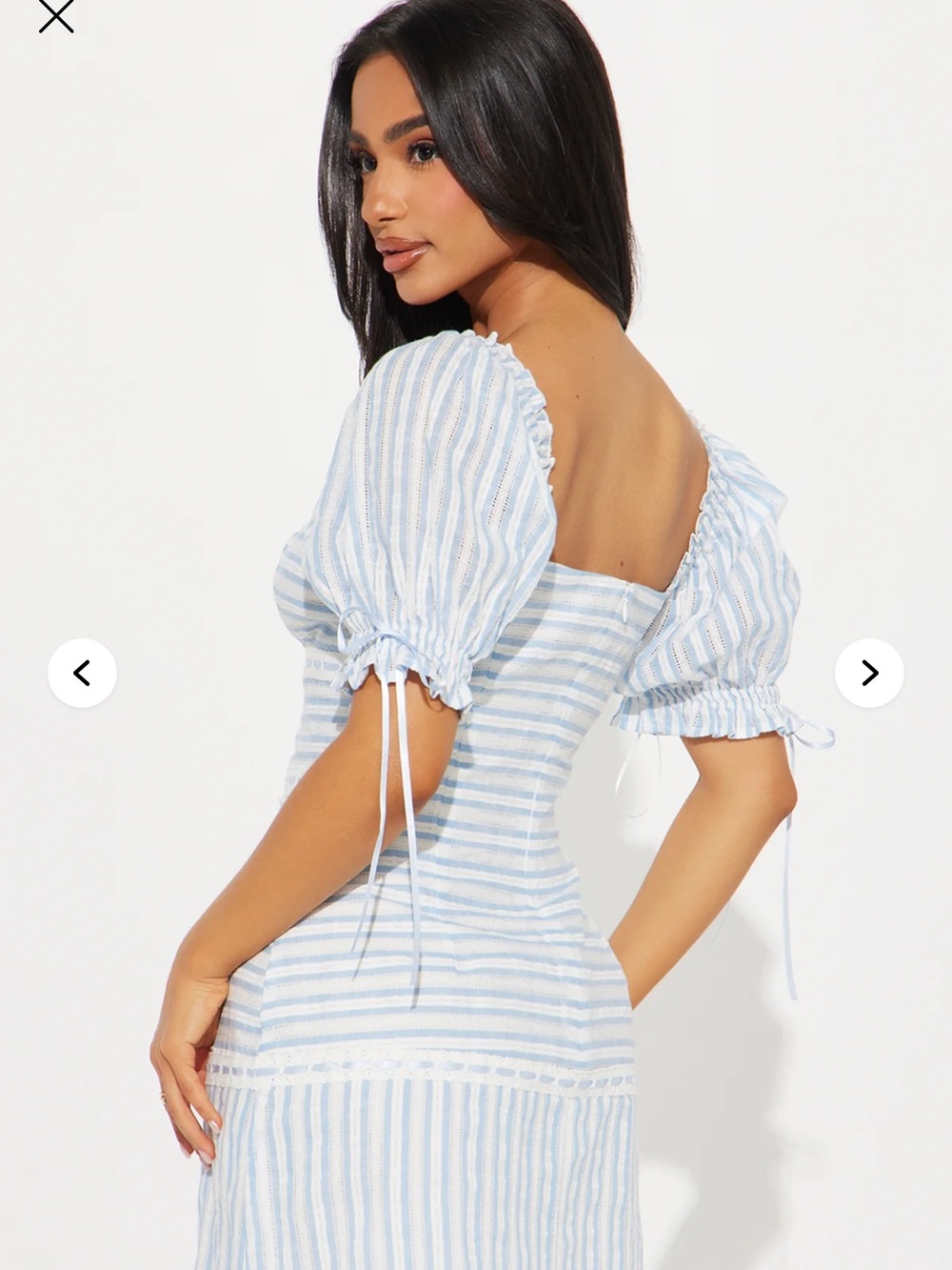 Fashion Nova Light Blue & White Striped Backless Mini Dress